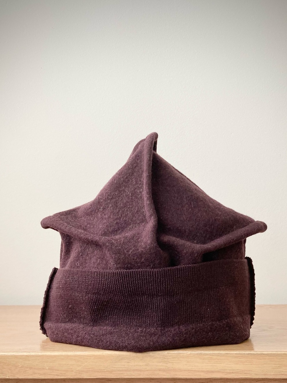 joodito origami crown 100% wool sweater hat wabi sabi large slouchy dark purple